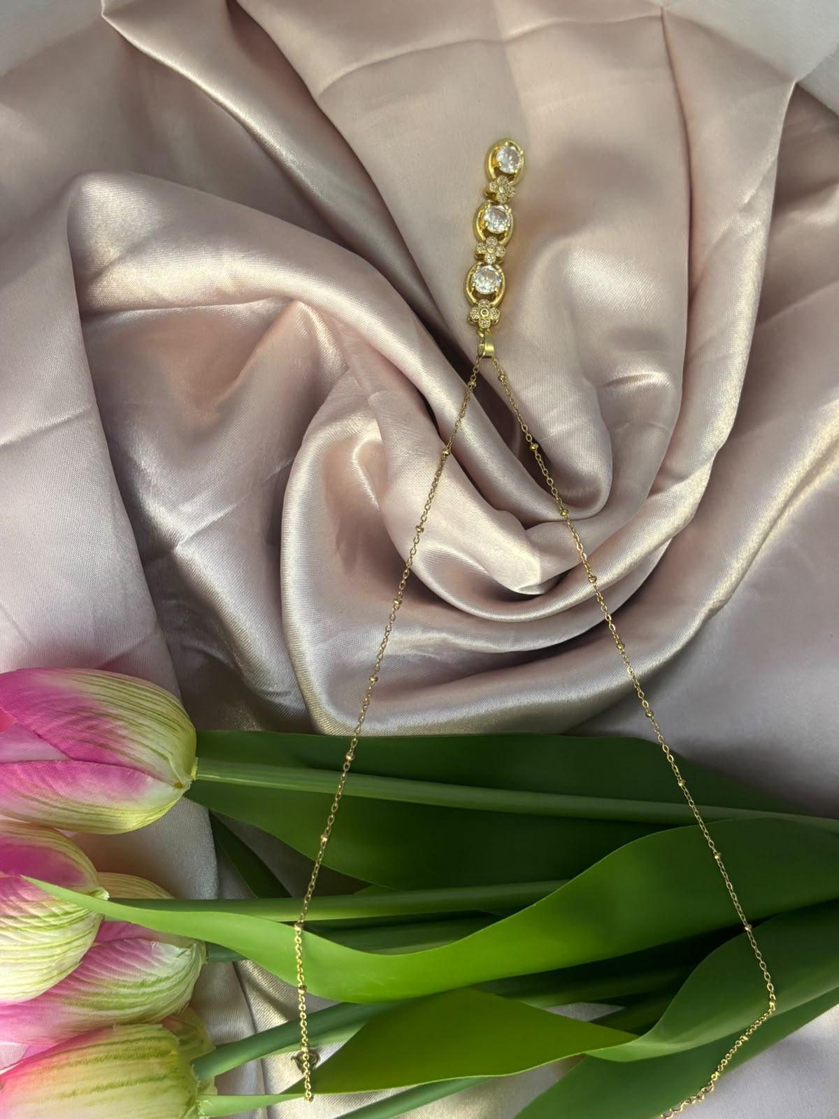 18KT gold platted solitaire drop necklace