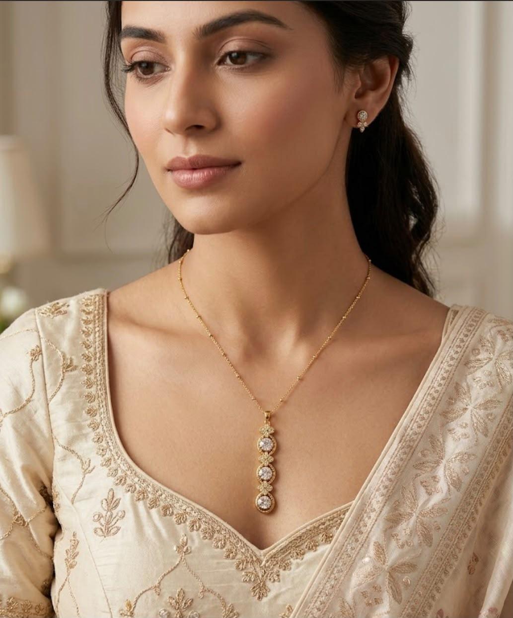 18KT gold platted solitaire drop necklace - Image 2